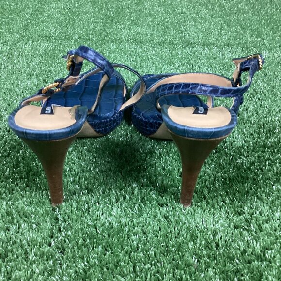 Vintage Claudia Ciuti Blue Sandal Heel Pumps 10M - Picture 7 of 13